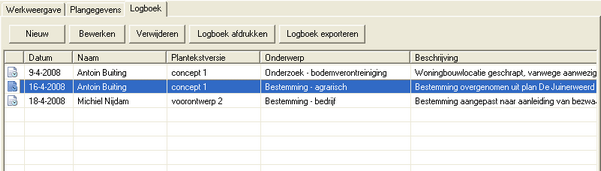 Afbeelding 1: Het tabblad Logboek