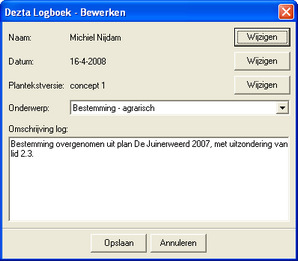 Afbeelding 2: Log invoeren of bewerken